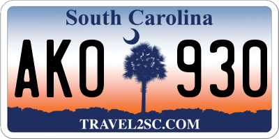 SC license plate AKO930