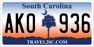 SC license plate AKO936