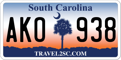SC license plate AKO938