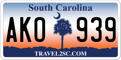 SC license plate AKO939