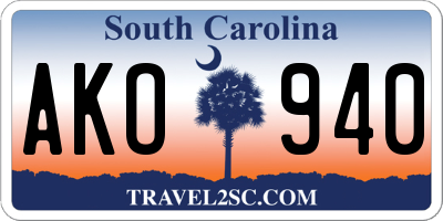 SC license plate AKO940