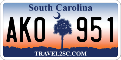 SC license plate AKO951