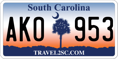 SC license plate AKO953