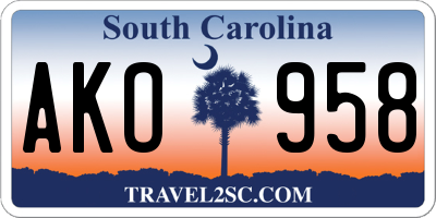 SC license plate AKO958