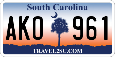 SC license plate AKO961