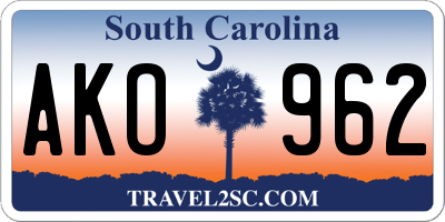 SC license plate AKO962