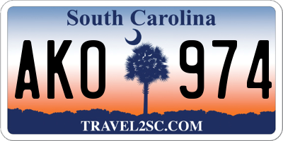 SC license plate AKO974