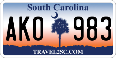 SC license plate AKO983