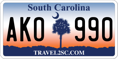 SC license plate AKO990