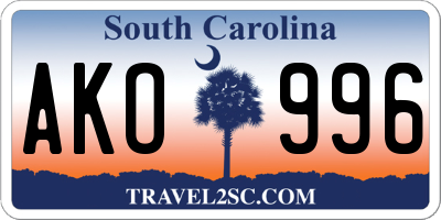 SC license plate AKO996
