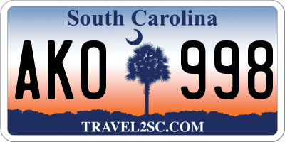 SC license plate AKO998
