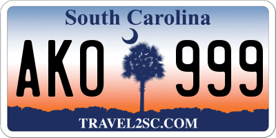 SC license plate AKO999