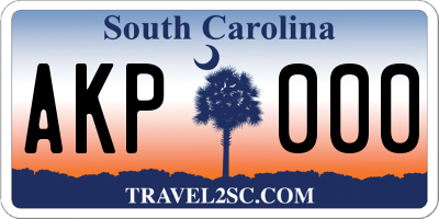 SC license plate AKP000