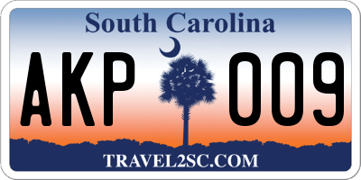 SC license plate AKP009