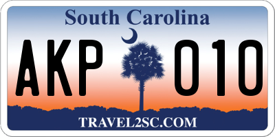 SC license plate AKP010