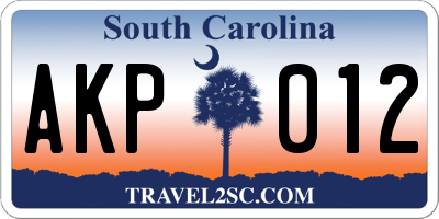 SC license plate AKP012