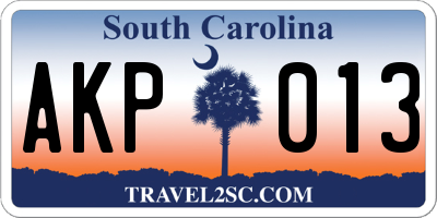 SC license plate AKP013