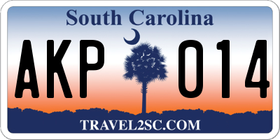 SC license plate AKP014