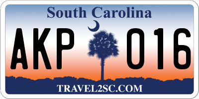 SC license plate AKP016