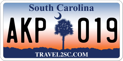 SC license plate AKP019