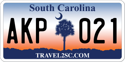 SC license plate AKP021