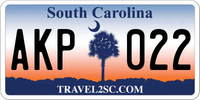 SC license plate AKP022