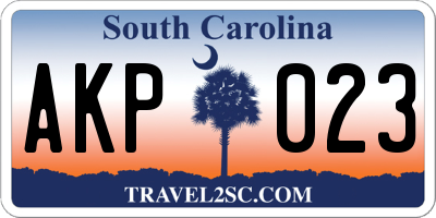 SC license plate AKP023