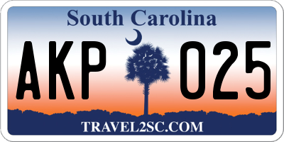 SC license plate AKP025
