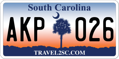 SC license plate AKP026