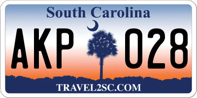 SC license plate AKP028