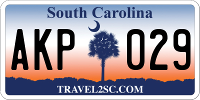 SC license plate AKP029