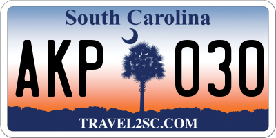 SC license plate AKP030
