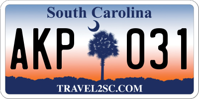 SC license plate AKP031