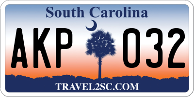 SC license plate AKP032