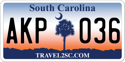 SC license plate AKP036