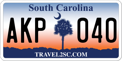 SC license plate AKP040