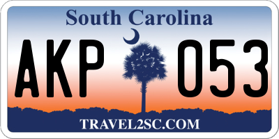 SC license plate AKP053
