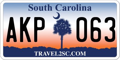 SC license plate AKP063