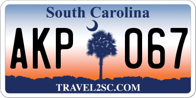 SC license plate AKP067
