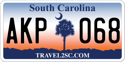 SC license plate AKP068