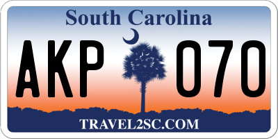 SC license plate AKP070