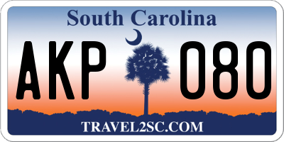 SC license plate AKP080