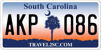 SC license plate AKP086
