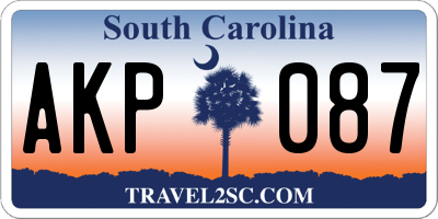 SC license plate AKP087