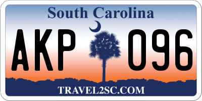 SC license plate AKP096