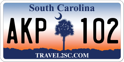 SC license plate AKP102