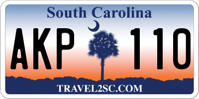 SC license plate AKP110
