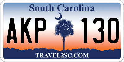 SC license plate AKP130