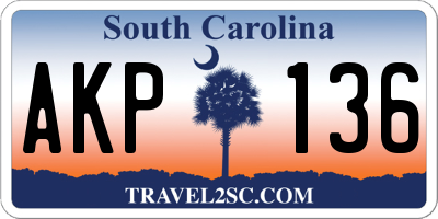 SC license plate AKP136