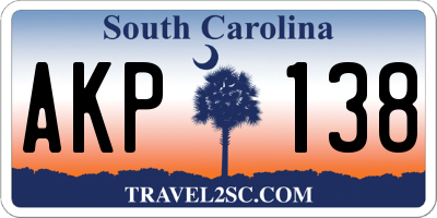 SC license plate AKP138